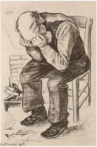 Vieil homme avec la tête dans ses mains (À la porte de l